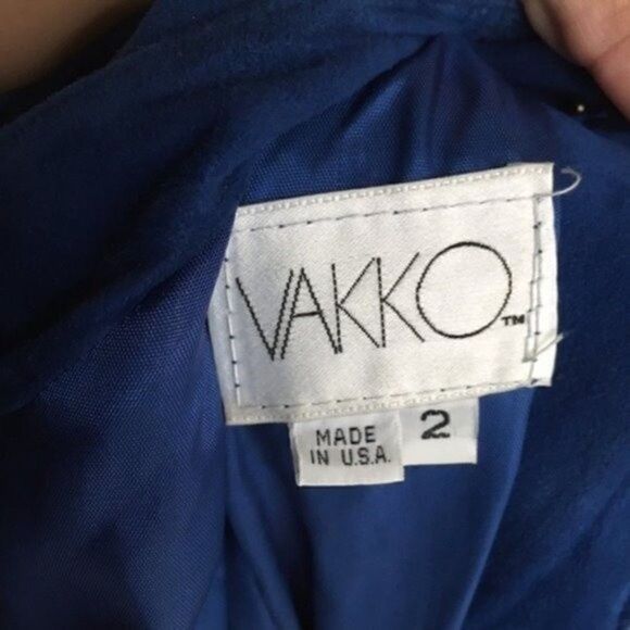 Vintage Vakko blue suede leather dress sz 2 BoxB open back midi long sleeve - Picture 2 of 4
